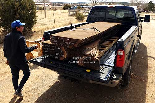 walnut slabs in back of pickup walnut slabs in back of pickup